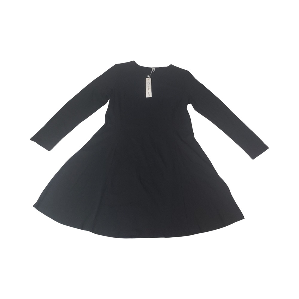 Aphratti Women Black Long Sleeve Skater Dress XXL JT78 Cotton Blend Mini